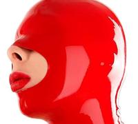 WXLPCGO Lattice Testa Coperchio Rosso Lattice Maschera Sexy Cappuccio In Lattice Gomma Naturale Copriti Gli Occhi per Party Club(Size:XL-70CM)