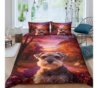 WXLWHR Biancheria Da Letto Con Design Schnauzer 3D Copripiumino Fallen Leaves Woods Microfibra Con Cerniera E Federa Per Donne E Uomini Double（200x200cm）