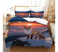 WXLWHR Biancheria Da Letto Con Motivo Arctic Fox 3D Set Copripiumino Sea of Clouds Sunrise Microfibra Con Cerniera E Federa Per Ragazze E Ragazzi Adulti Single（140x200cm）