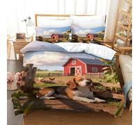 WXLWHR Biancheria Da Letto Con Motivo Beagle 3D Set Copripiumino Country Farm Microfibra Con Cerniera E Federa Per Donne E Uomini Super King（260x220cm）