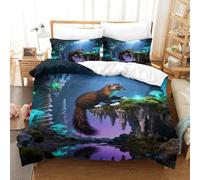 WXLWHR Biancheria Da Letto Con Motivo Pine Marten 3D Set Copripiumino Mysterious Cave Microfibra Con Chiusura Lampo E Federa Per Bambini Adulti Super King（260x220cm）