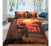 WXLWHR Biancheria Da Letto Con Motivo Siberian Forest Cat 3D Set Copripiumino Baobab Tree Microfibra Con Cerniera E Federa Per Donne E Uomini King（220x240cm）