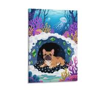 WXLWHR Bulldog Stampe Su Tela Bulldogs at The Entrance of The Cave Quadro Canvas Impermeabile Decorazioni Per Camera Da Letto/Soggiorno/Bagno/Cucina 08x12inch(20x30cm)