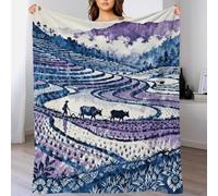WXLWHR Coperta in Pile Con Countryside, Coperta Per Letto, Divano E Divani Con Terraced Fields, Super Soffice E Pelosa, Idea Regali Per Donna, Uomo, Bambino, 60x80inch(150x200cm)