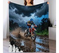 WXLWHR Coperta in Pile Con Dirt Bike, Coperta Per Letto, Divano E Divani Con Rainy Muddy Ground, Super Soffice E Pelosa, Idea Regali Per Donna, Uomo, Bambino, 60x80inch(150x200cm)