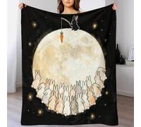 WXLWHR Coperta in Pile Con Group of Rabbits, Coperta Per Letto, Divano, Ufficio Con Full Moon, Calda E Morbida, Idea Regali Per Adolescenti, Adulti 50x60inch(127x152cm)