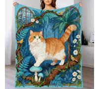 WXLWHR Coperta in Pile Con Munchkin Cat, Coperta Per Letto, Divano E Divani Con Fairy Tale Forest, Morbida E Calda, Idea Regali Per Ragazze, Ragazzi, Adulti 70x80inch(180x200cm)