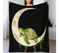 WXLWHR Coperta in Pile Con Turtle, Coperta Per Letto, Divano, Ufficio Con Crescent Moon, Calda E Morbida, Idea Regali Per Ragazze, Ragazzi, Adulti 70x80inch(180x200cm)