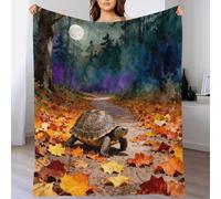 WXLWHR Coperta in Pile Con Turtle, Coperta Per Letto, Divano, Ufficio Con Full Moon Autumn Leaves, Calda E Morbida, Idee Regalo Per Ragazzi E Bambini 50x60inch(127x152cm)