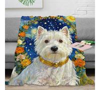 WXLWHR Coperta in Pile Con West Highland White Terrier, Plaid Coperta Per Divano, Letto Con Floral Wreath, Morbido E Accogliente Idea Regali Per Adolescenti E Adulti 40x50inch(100x130cm)