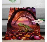 WXLWHR Coperta Plaid Pile Con Frog, Coperta Per Letto, Divano, Ufficio Con Sunset Fallen Leaves, Morbida E Leggera, Idee Regalo Per Ragazzi E Bambini 50x60inch(127x152cm)