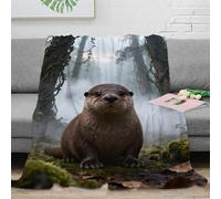 WXLWHR Coperta Plaid Pile Con Otter, Coperta Per Divano, Letto Con Misty Forest, Morbida E Accogliente, Idee Regalo Per Ragazzi E Bambini 70x80inch(180x200cm)