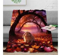 WXLWHR Coperta Plaid Pile Con Rabbit, Coperta Per Letto, Divano E Divani Con Sunset Fallen Leaves, Morbida E Accogliente, Idee Regalo Per Ragazzi E Bambini 70x80inch(180x200cm)