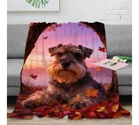 WXLWHR Coperta Plaid Pile Con Schnauzer, Coperta Per Letto, Divano, Ufficio Con Fallen Leaves, Calda E Morbida, Idee Regalo Per Ragazze, Ragazzi, Adulti 70x80inch(180x200cm)