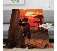 WXLWHR Coperta Plaid Pile Con Siberian Forest Cat, Coperta Per Divano, Letto Con Baobab Tree, Morbida E Accogliente, Idee Regalo Per Ragazze, Ragazzi, Adulti 40x50inch(100x130cm)