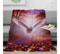 WXLWHR Coperta Plaid Pile Con Snowy Owl, Coperta Per Letto, Divano, Ufficio Con Fallen Leaves Woods, Morbida E Leggera, Idea Regali Per Ragazzi E Bambini 50x60inch(127x152cm)