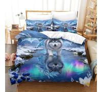 WXLWHR Copripiumino Alaskan Malamute 3D Set Di Biancheria Da Letto Con Design Frost Dragon Microfibra Con Cerniera E Federa Per Donne E Uomini Super King(260x220cm)