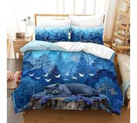 WXLWHR Copripiumino British Shorthair Cat 3D Parure Da Letto Con Design Blue Woods Microfibra Con Chiusura Lampo E Federa Per La Camera Dei Bambini Super King（260x220cm）