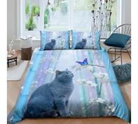 WXLWHR Copripiumino British Shorthair Cat 3D Parure Da Letto Con Design Colorful Bamboo Microfibra Con Chiusura Lampo E Federa Per La Camera Dei Bambini King（220x240cm）