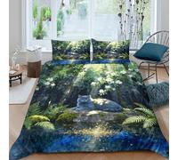 WXLWHR Copripiumino British Shorthair Cat 3D Parure Da Letto Con Design Woods Ferns Microfibra Con Cerniera E Federa Per Ragazze E Ragazzi Adulti King（220x240cm）