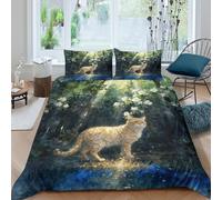WXLWHR Copripiumino German Rex Cat 3D Parure Da Letto Con Design Forest Stream Microfibra Con Cerniera E Federa Per La Camera Dei Bambini King（220x240cm）