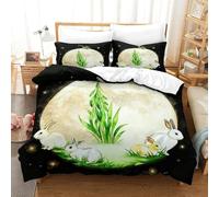 WXLWHR Copripiumino Little Turtle 3D Parure Da Letto Con Motivo Rabbit Microfibra Con Chiusura Lampo E Federa Per Donne E Uomini Super King（260x220cm）