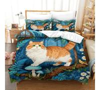 WXLWHR Copripiumino Munchkin Cat 3D Set Di Biancheria Da Letto Con Design Fairy Tale Forest Microfibra Con Cerniera E Federa Per Bambini Adulti Single(140x200cm)