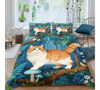 WXLWHR Copripiumino Munchkin Cat 3D Set Di Biancheria Da Letto Con Design Fairy Tale Forest Microfibra Con Cerniera E Federa Per Bambini Adulti Double(200x200cm)