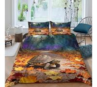 WXLWHR Copripiumino Turtle 3D Parure Da Letto Con Stampa Full Moon Autumn Leaves Microfibra Con Cerniera E Federa Per La Camera Dei Bambini King(220x240cm)