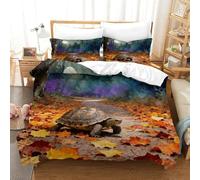 WXLWHR Copripiumino Turtle 3D Parure Da Letto Con Stampa Full Moon Autumn Leaves Microfibra Con Cerniera E Federa Per Ragazze, Ragazzi, Super King(260x220cm)