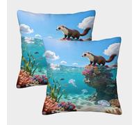 WXLWHR Federe Cuscini Pine Marten Set Di 2, Copricuscino Microfibra Antimacchia, Cerniera Nascosta, Federe Quadrate Per Divano Casa Giardino 50x50cm