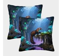 WXLWHR Federe Cuscini Pine Marten Set Di 2, Copricuscino Poliestere Morbido, Cerniera Invisibile, Federe Decorative Per Divano, Sedia, Camera 40x40cm