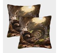 WXLWHR Federe Cuscini Pine Marten Set Di 2, Copricuscino Poliestere Morbido, Cerniera Invisibile, Federe Quadrate Per Divano Casa Giardino 50x50cm