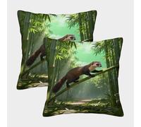 WXLWHR Federe Cuscini Pine Marten Set Di 2, Copricuscino Poliestere Morbido, Cerniera Invisibile, Federa Cuscino Divano Per Divano Camera Da Letto 40x40cm