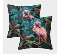 WXLWHR Federe Per Cuscini Flamingo Set Di 2, Copricuscini Con Forest Poliestere Morbido Decorativo Per Arredare Il Tuo Divano, Poltrona 40x40cm