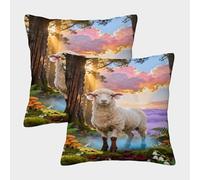 WXLWHR Federe Per Cuscini Sheep Set Di 2, Copricuscini Con Forest Secret Realm Poliestere Morbido Elegante Decorativa Per Divano E Ufficio 45x45cm