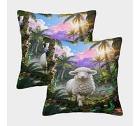WXLWHR Federe Per Cuscini Sheep Set Di 2, Copricuscini Con Jungle Secret Realm Microfibra Morbida Decorativo Per Camera Da Letto Letto E Poltrona 50x50cm