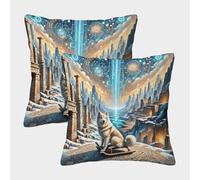 WXLWHR Federe Per Cuscini Sled Dog, Set Di 2, Copricuscini Con Disegno Sled Dog Ancient Ruins, Poliestere Cerniera Invisibile, Decorative Per Divano Auto 50x50cm