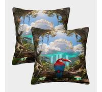WXLWHR Federe Per Cuscini Toucan Set Di 2, Copricuscini Con Jungle Secret Realm Microfibra Morbida Decorativo Per Camera Da Letto/Soggiorno 40x40cm