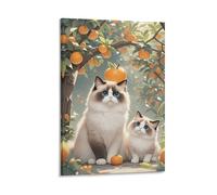 WXLWHR Ragdoll Cat Quadri Su Tela Ragdoll Cat Fruit Tree Stampe Canvas Impermeabile Decorazioni Per Camera Da Letto/Soggiorno/Bagno/Cucina 20x30inch(50x75cm)