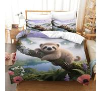 WXLWHR Set Copripiumino Baby Sloth 3D Parure Da Letto Con Motivo Cloudy Mountains Microfibra Con Cerniera E Federa Per Ragazzi, Ragazze E Bambin Super King(260x220cm)