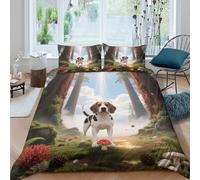 WXLWHR Set Copripiumino Beagle 3D Set Di Biancheria Da Letto Con Stampa Dog Woods Microfibra Con Chiusura Lampo E Federa Per Ragazzi, Ragazze E Bambin Double(200x200cm)