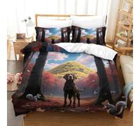 WXLWHR Set Copripiumino Bloodhound 3D Biancheria Da Letto Con Motivo Dog Woods Microfibra Con Cerniera E Federa Per Ragazzi, Ragazze E Bambin Single(140x200cm)