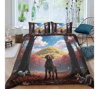WXLWHR Set Copripiumino Bloodhound 3D Set Di Biancheria Da Letto Con Design Dog Woods Microfibra Con Cerniera E Federa Per Ragazzi, Ragazze E Bambin Double(200x200cm)