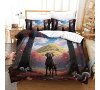 WXLWHR Set Copripiumino Bloodhound 3D Set Di Biancheria Da Letto Con Design Dog Woods Microfibra Con Chiusura Lampo E Federa Per Ragazzi, Ragazze E Bambin Super King(260x220cm)