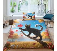 WXLWHR Set Copripiumino Devon Rex Cat 3D Set Di Biancheria Da Letto Con Design Cat Woods Microfibra Con Cerniera E Federa Per La Camera Dei Bambini Single(135x200cm)