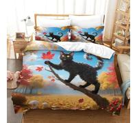 WXLWHR Set Copripiumino Devon Rex Cat 3D Set Di Biancheria Da Letto Con Stampa Cat Woods Microfibra Con Chiusura Lampo E Federa Per Ragazze, Ragazzi, Single(140x200cm)
