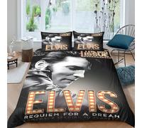 WXLWHR Set Copripiumino Elvis Presley Microfibra Biancheria Da Letto Con Design Elvis Presley Con Cerniera E Federa Per Ragazze, Ragazzi, Double（200x200cm）