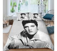 WXLWHR Set Copripiumino Elvis Presley Microfibra Biancheria Da Letto Con Motivo Elvis Presley Con Zip E Federa Per La Camera Dei Bambini Double（200x200cm）