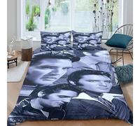WXLWHR Set Copripiumino Elvis Presley Microfibra Biancheria Da Letto Con Stampa Elvis Presley Con Zip E Federa Per Ragazze, Ragazzi, Double（200x200cm）